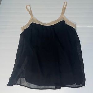 Black with tan straps, layered tank